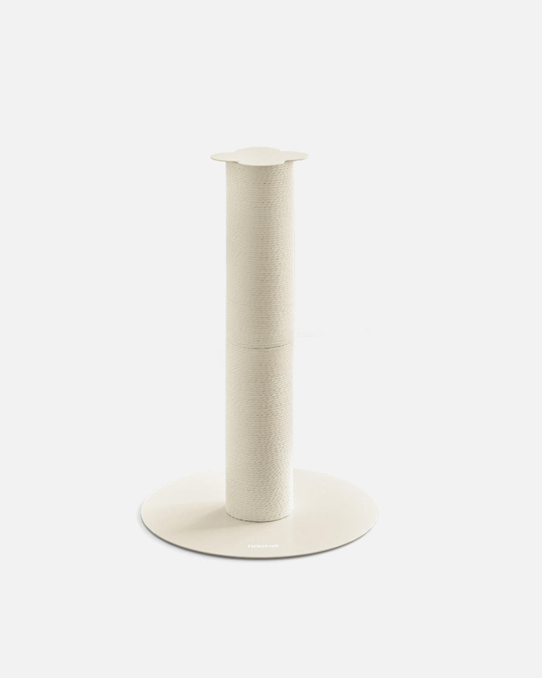 Clover Paper Rope Scratching Post in pale beige, a two-tier cat scratching post on a round steel base
