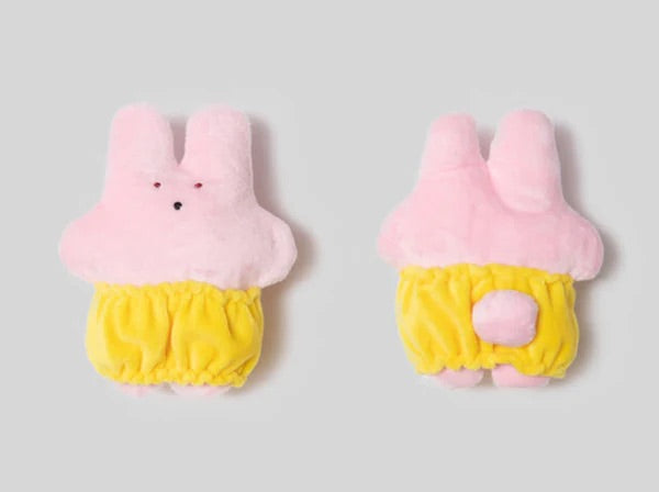 Crinkle Squeaker Nosework Toy Jumping Rabbit, front and back view.