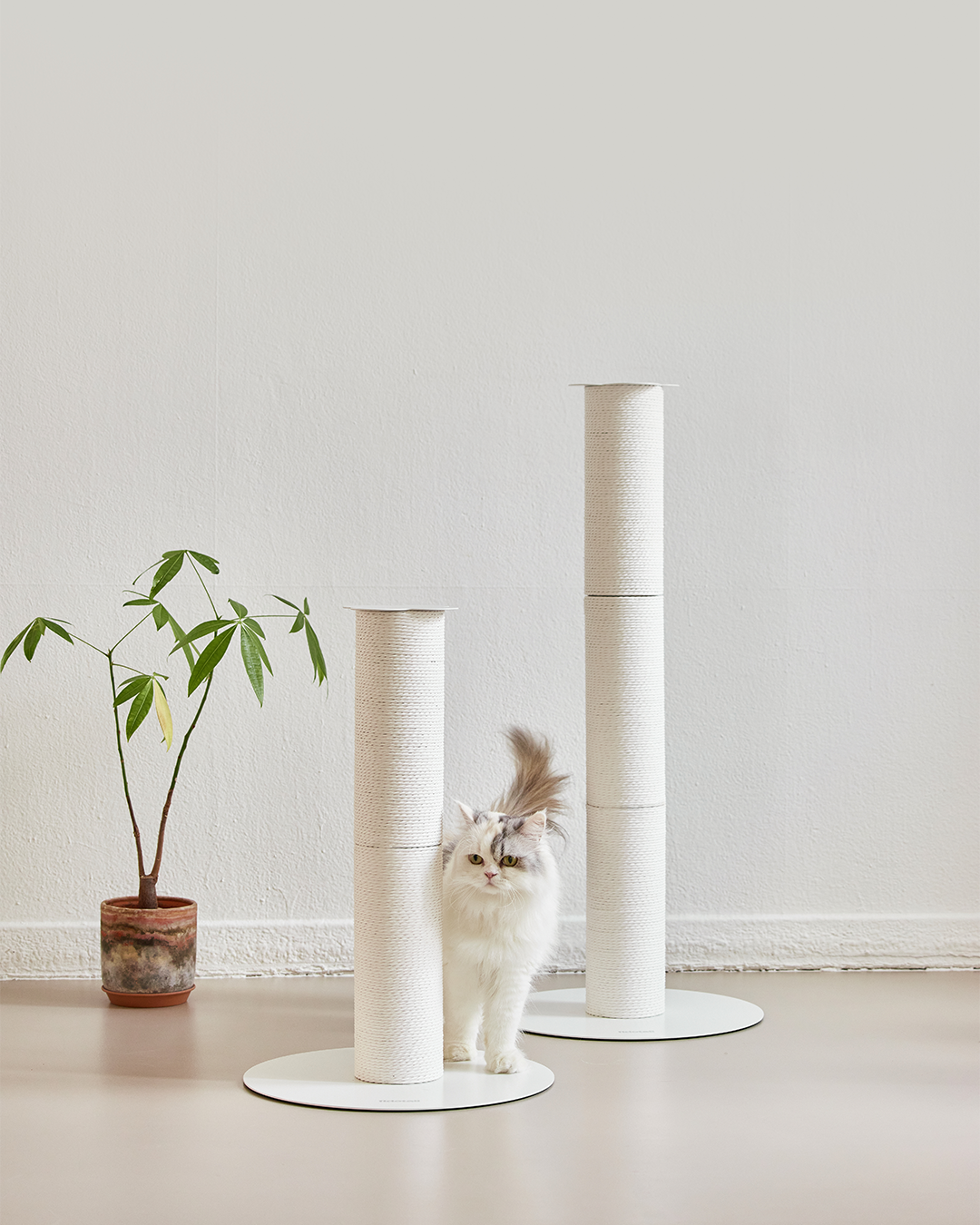 Clover Paper Rope Scratching Post 2-Tier White | Preorder