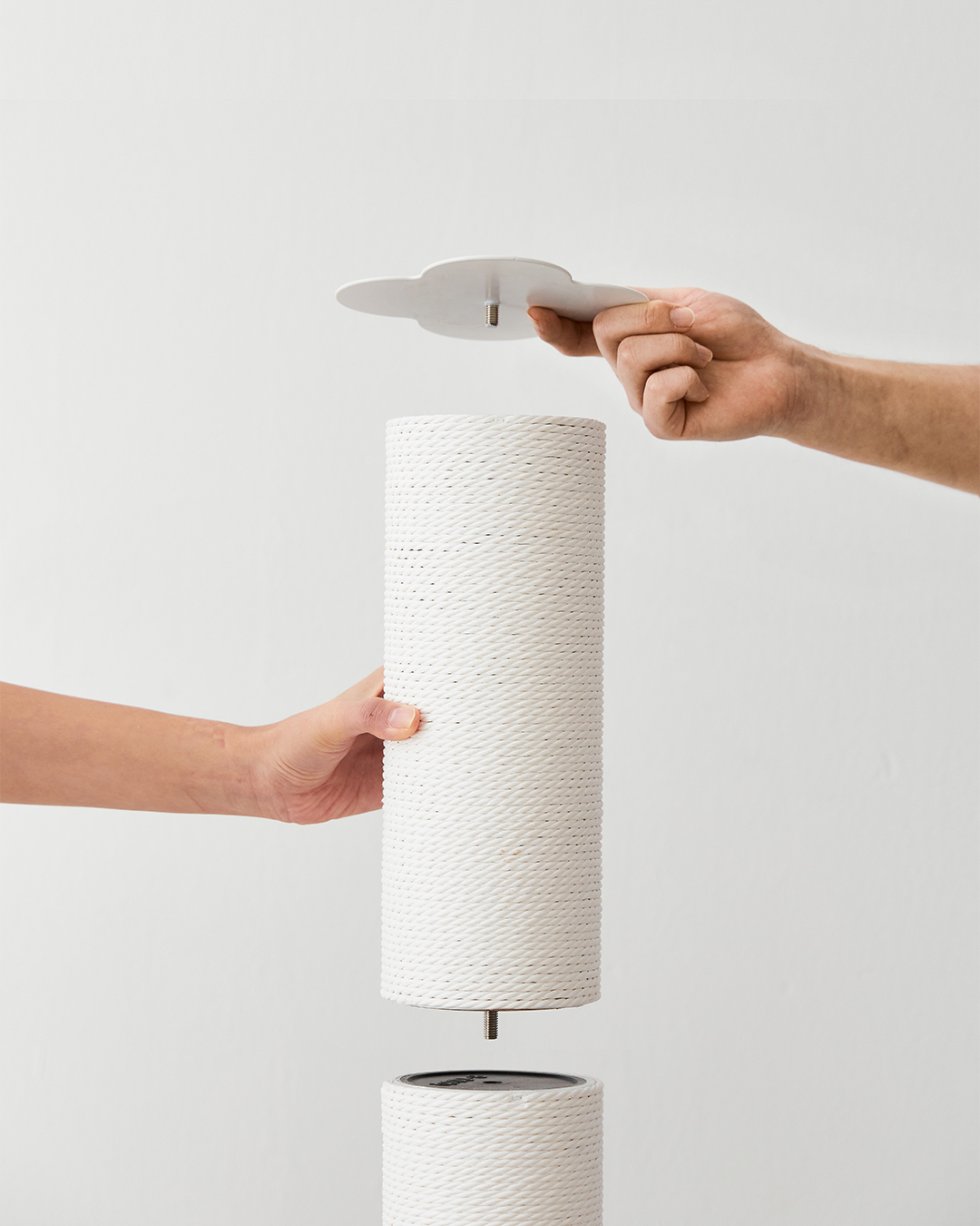 Clover Paper Rope Scratching Post 2-Tier Pale Beige | Preorder