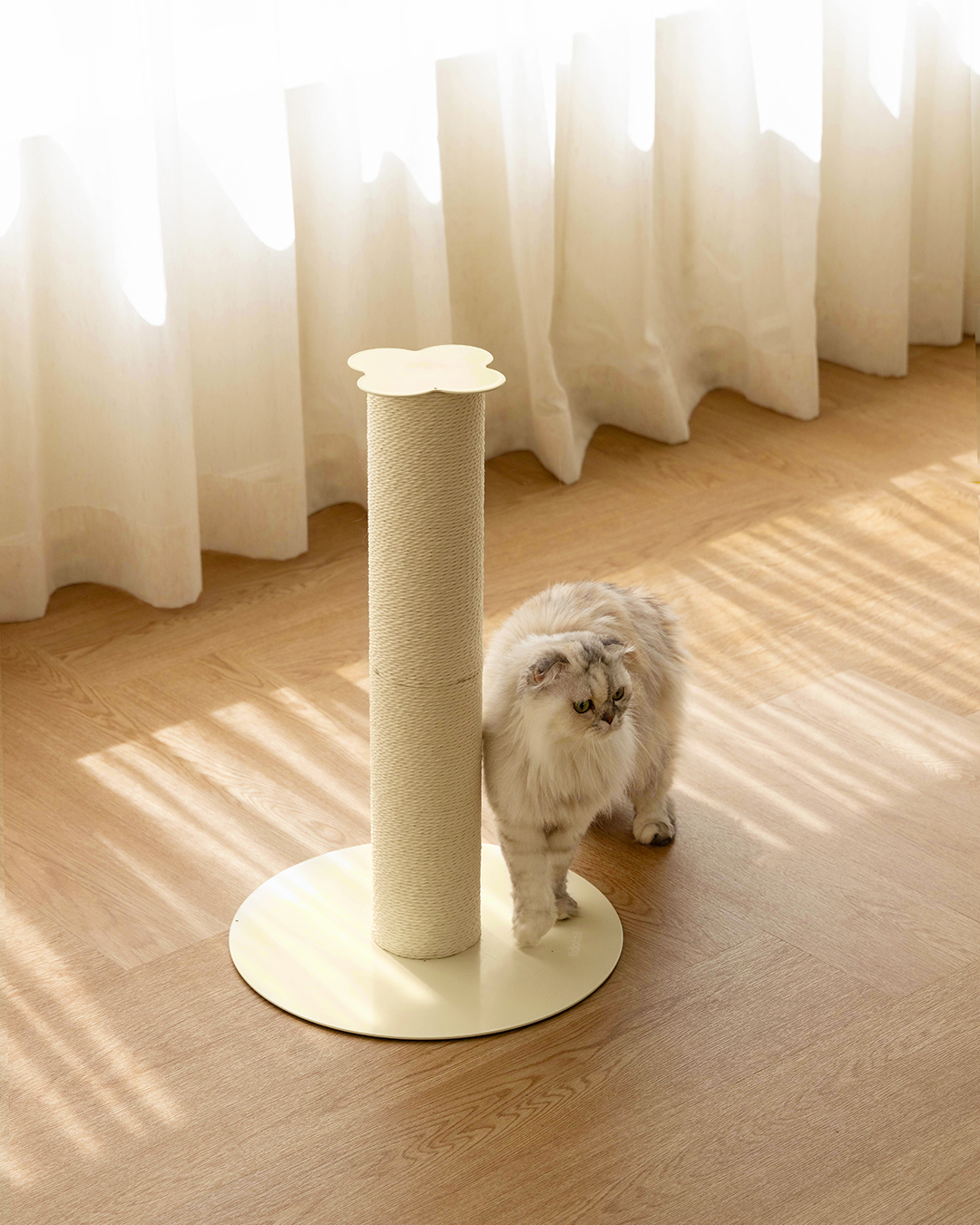 Clover Paper Rope Scratching Post 2-Tier Pale Beige | Preorder