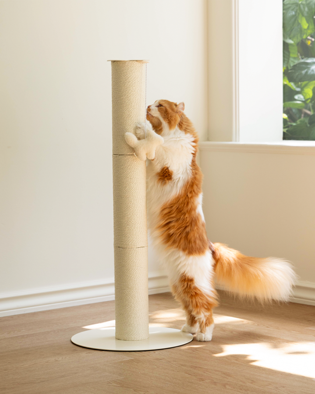 Clover Paper Rope Scratching Post 2-Tier Pale Beige | Preorder