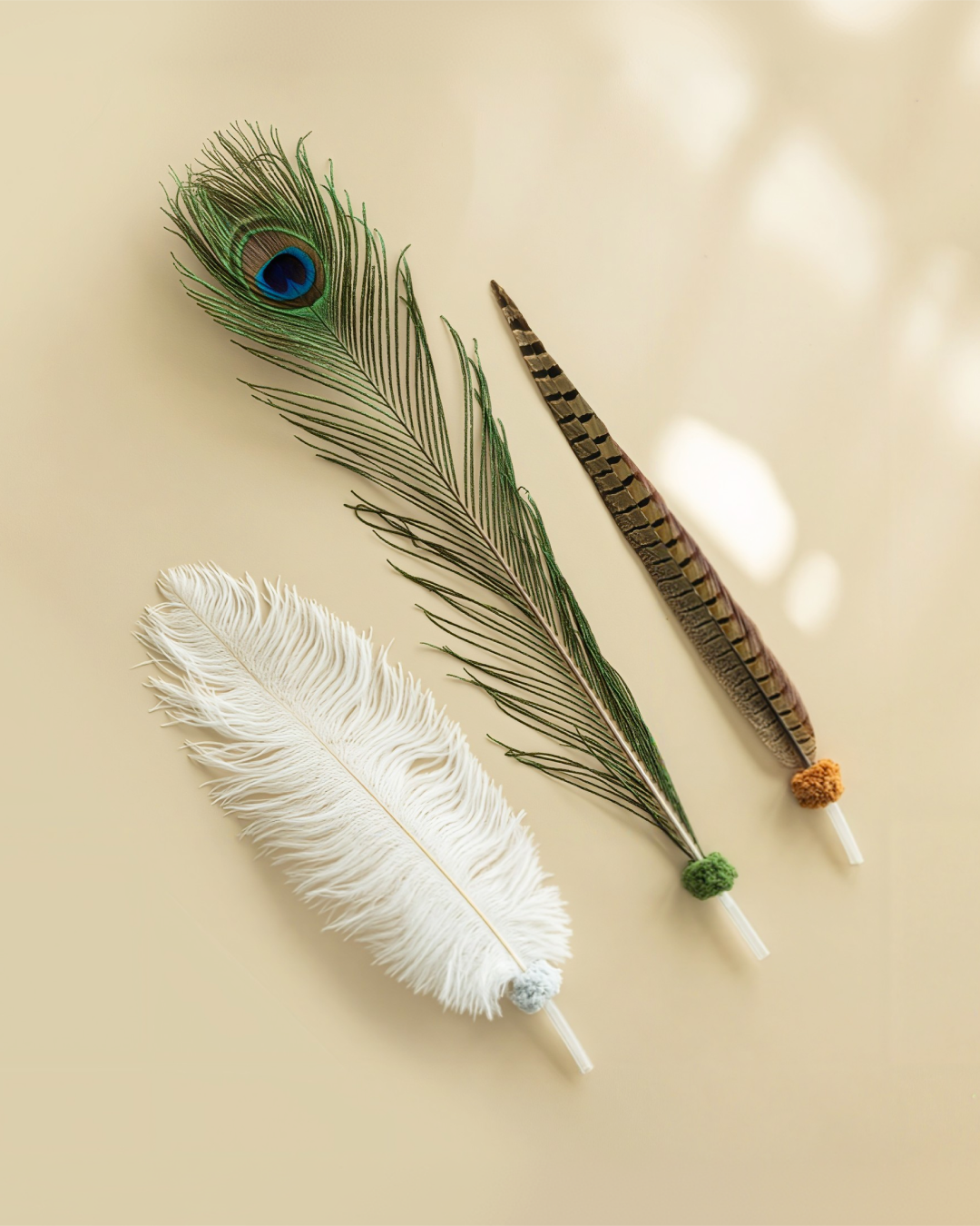 Natural Feather Cat Wand (3 Feathers)