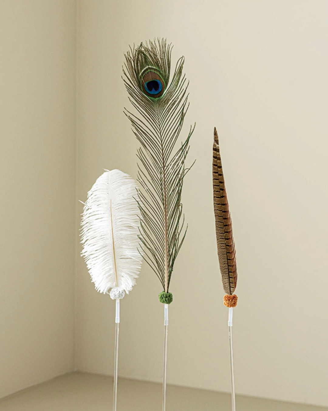 Natural Feather Cat Wand (3 Feathers)