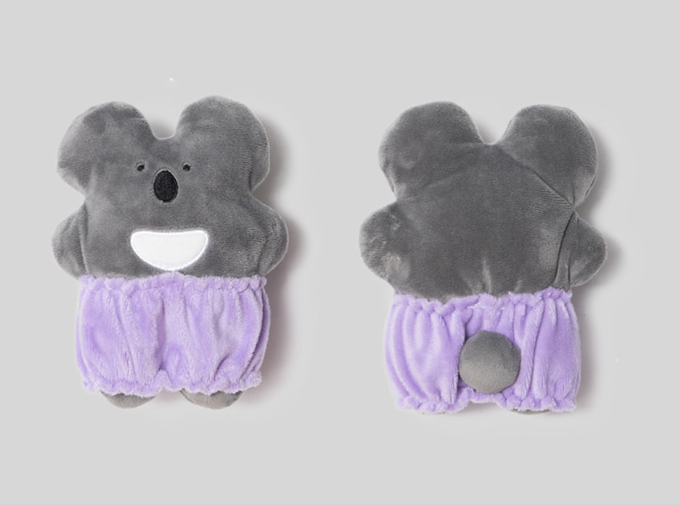 Crinkle Squeaker Nosework Toy - Hugging Koala, front and back view.